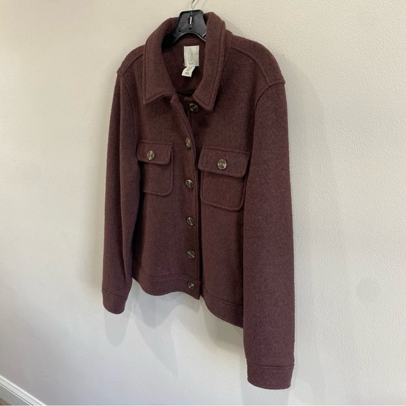 Joie | Mulberry Color Wool Blend Boiled Cropped Shacket - Picture 4 of 10